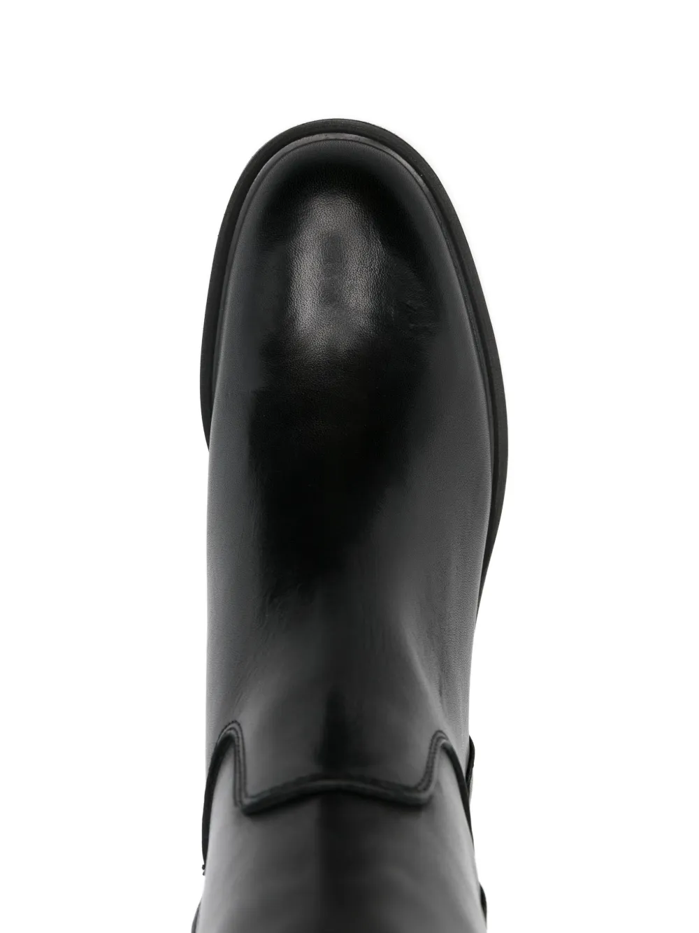 Progetto Round-toe Leather Boots In Black