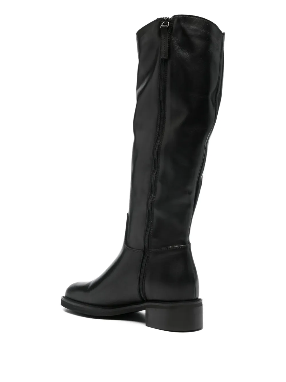 Progetto Round-toe Leather Boots In Black