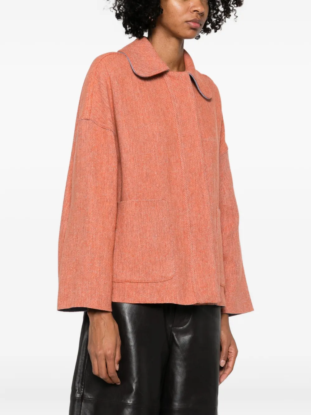 Niū Twill Coat In Orange