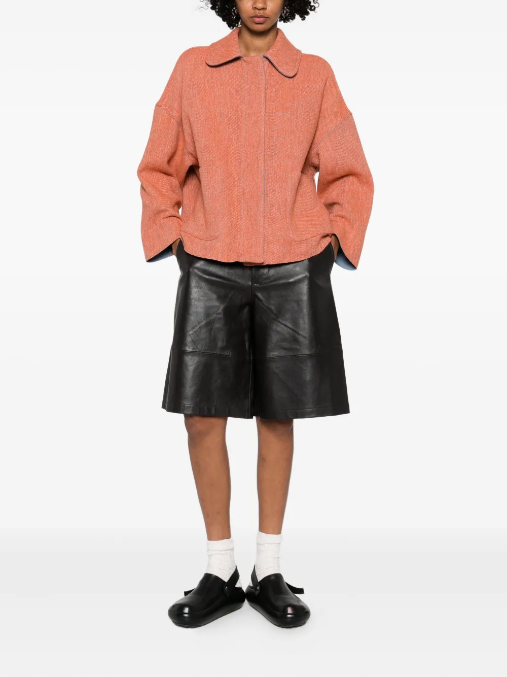 Niū Twill Coat In Orange