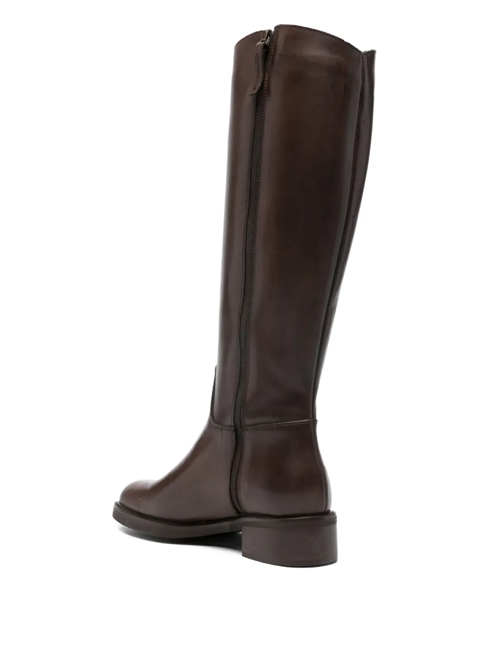 Progetto Zip-up Leather Boots In Animal Print