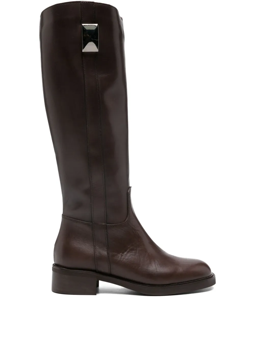 Progetto Zip-up Leather Boots In Animal Print
