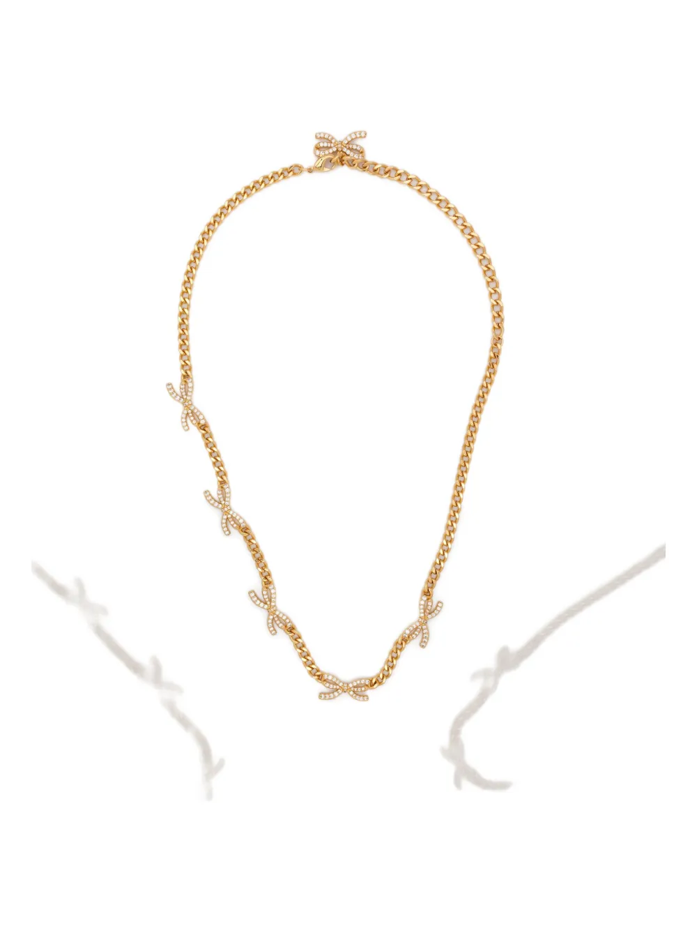 Self-Portrait bow-embellished chain necklace | Gold | Image 1