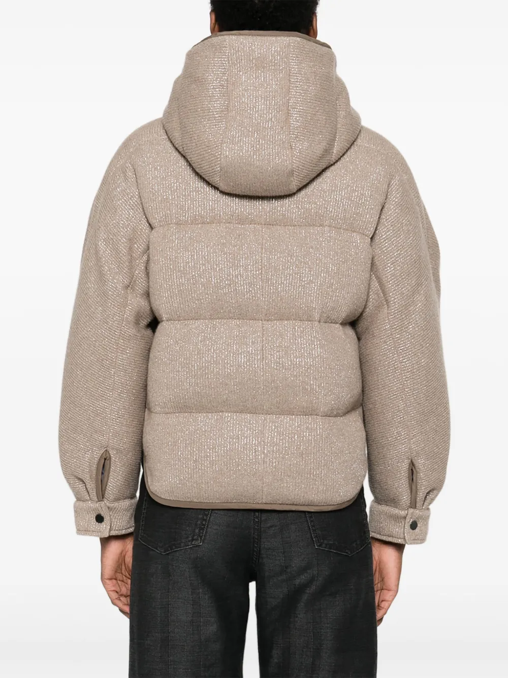 Brunello Cucinelli Donsjack met capuchon Beige