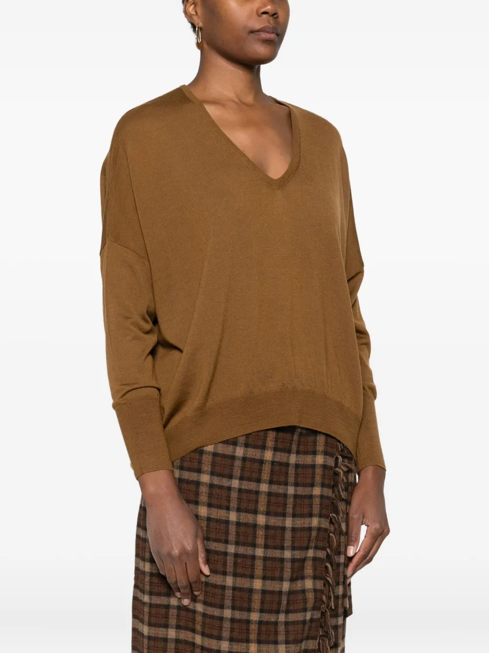 Aragona V-neck Sweater In Brown