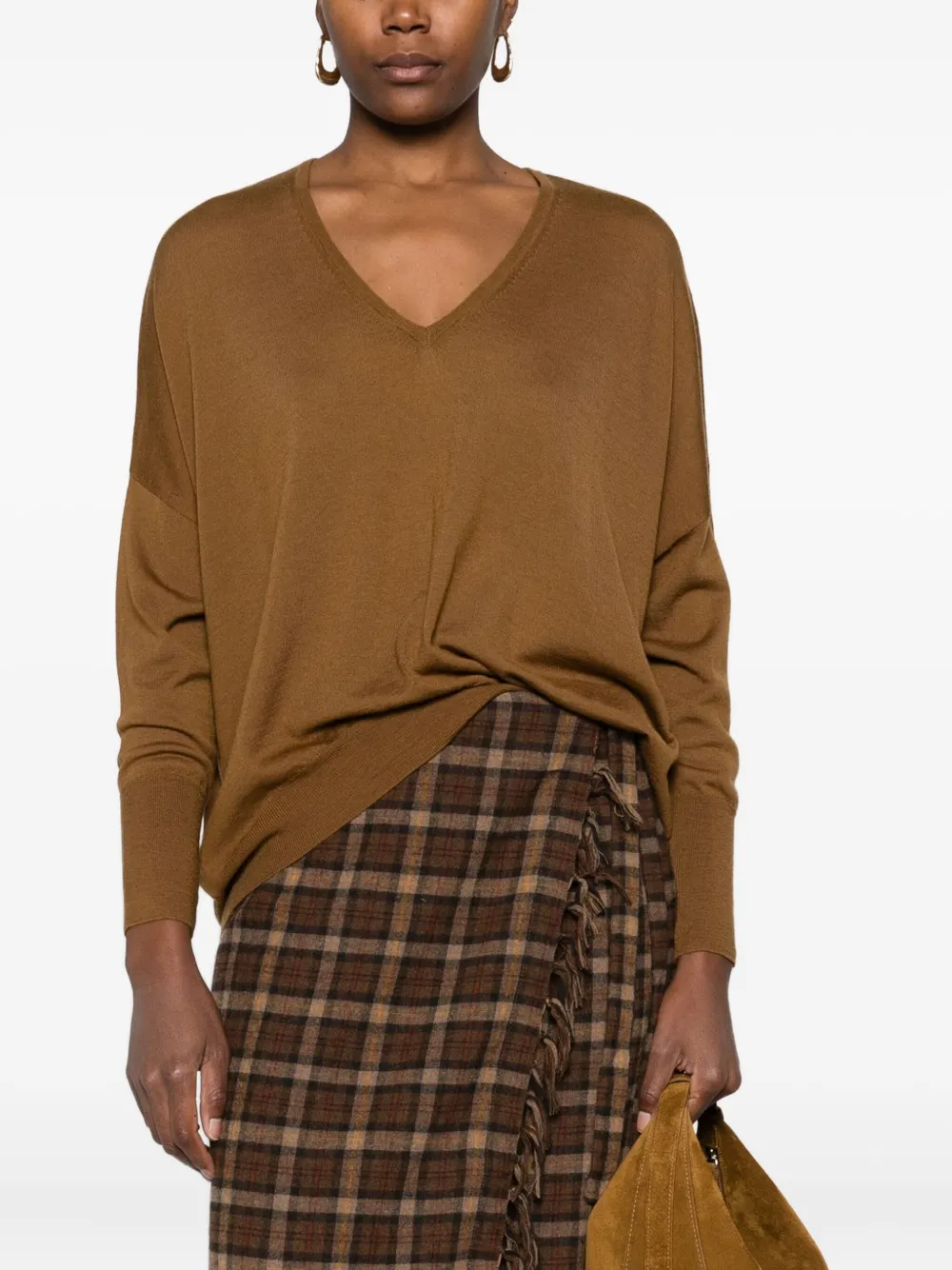 Aragona V-neck Sweater In Brown