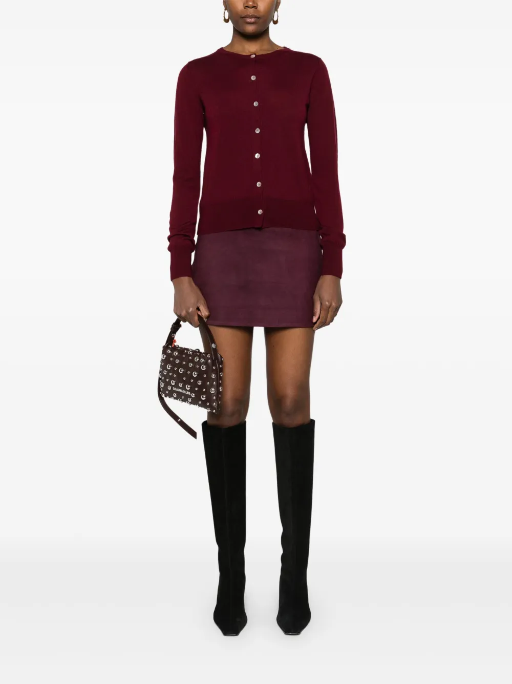 Aragona Buttoned Cardigan In Red