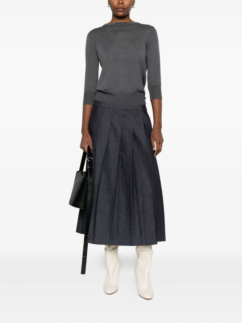 Aragona Fine-knit Jumper In Gray
