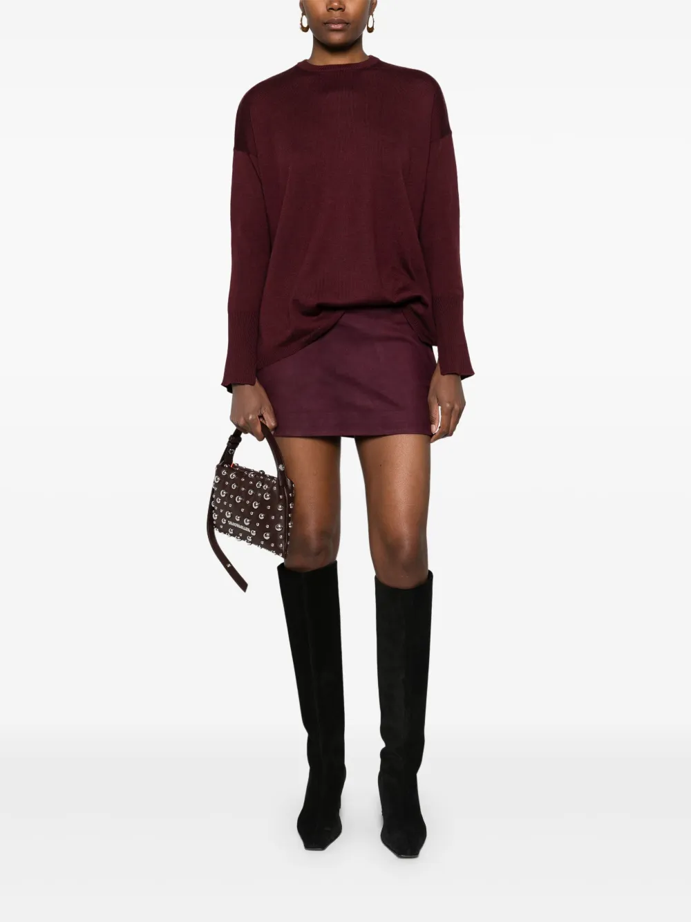 Aragona Crew-neck Fine-knit Jumper In Red