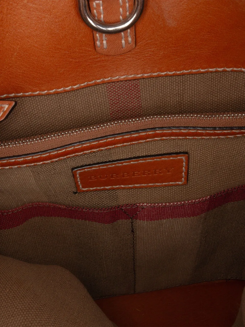 Pre-owned Burberry 2000-2017 Medium Mega Check Canvas Ashby Bucket Bag Satchel In Brown