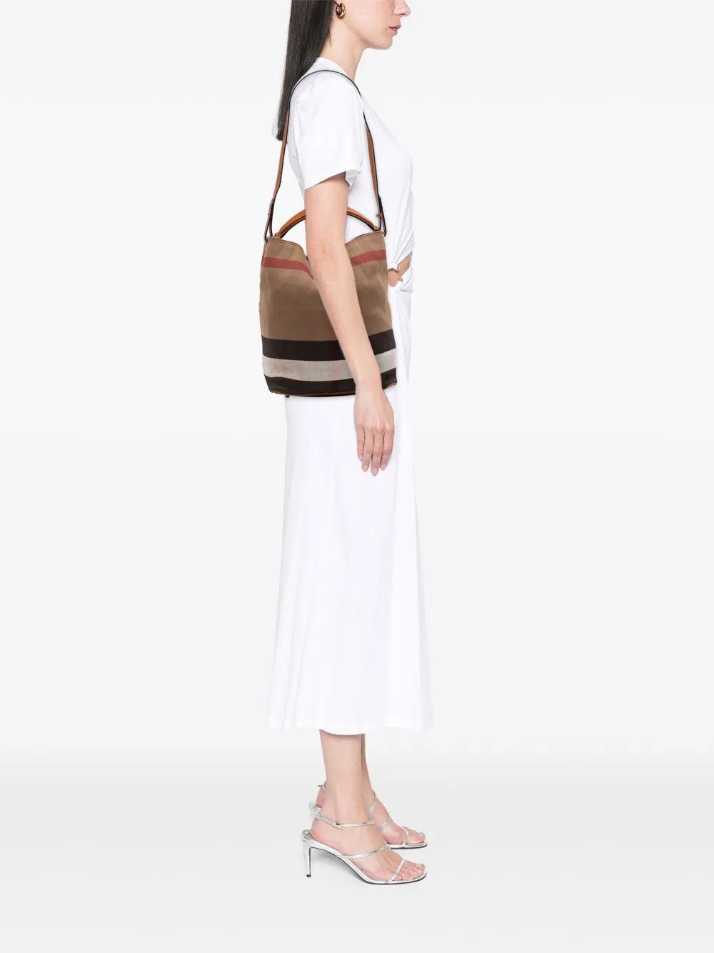 Burberry Pre-Owned 2000-2017 Medium Mega Check Canvas Ashby Bucket Bag satchel | Pre-Owned | Image 2