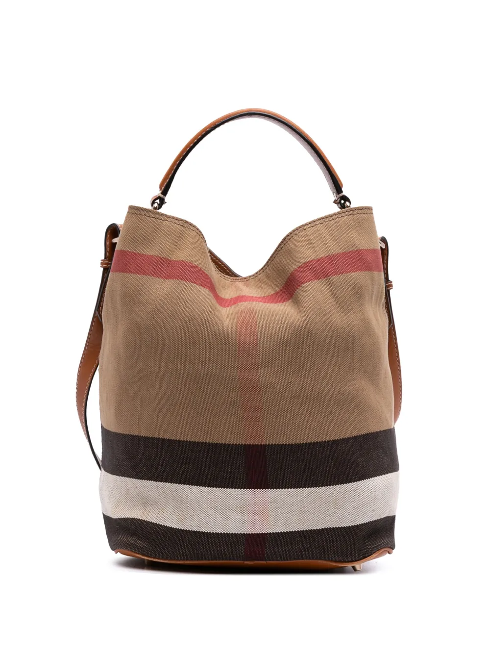 Burberry Pre-Owned 2000-2017 Medium Mega Check Canvas Ashby Bucket Bag Burberry Pre-Owned 2000-2017 Medium Mega Check Canvas Ashby Bucket Bag