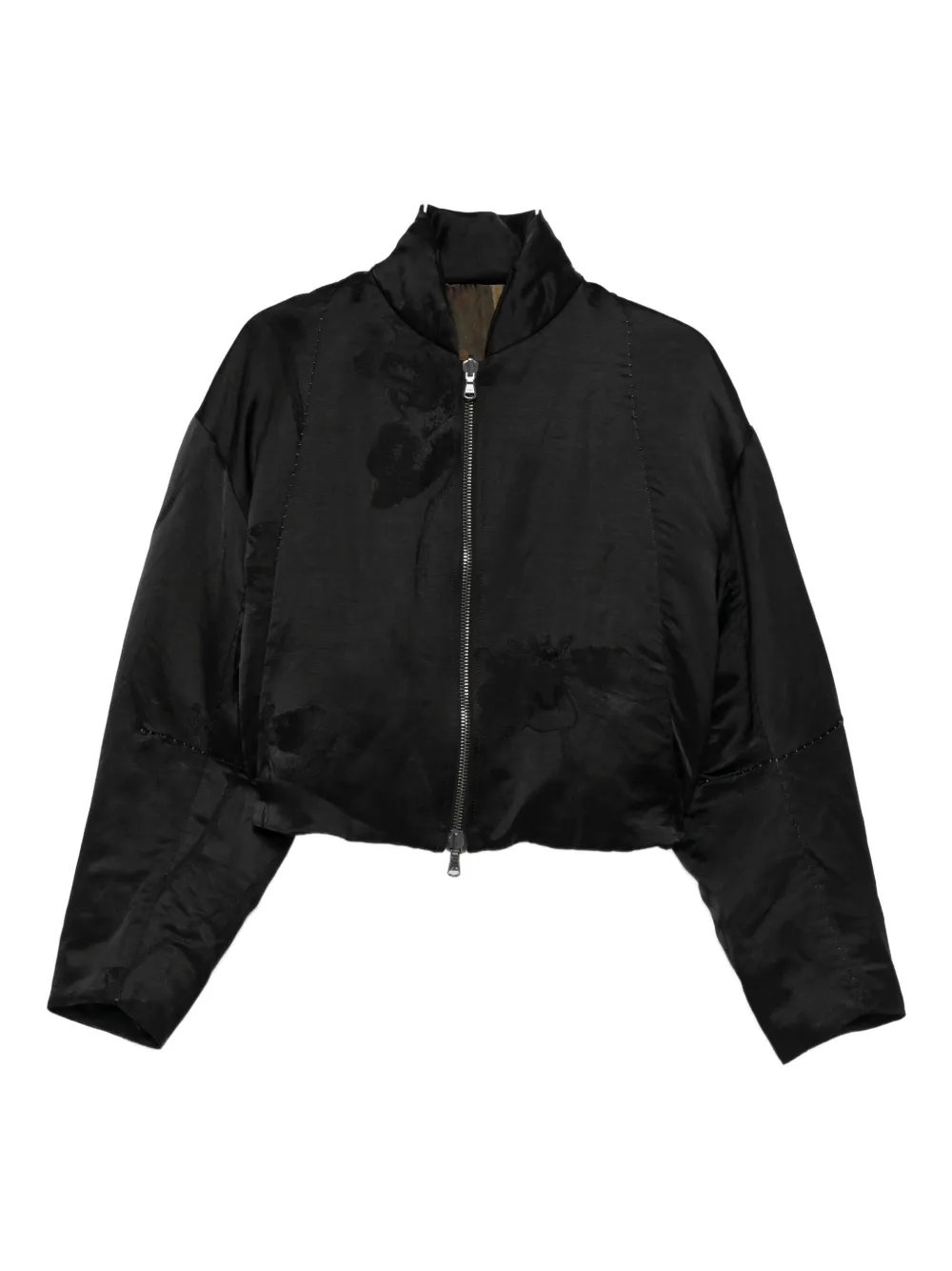 Masnada Satin Bomber Jacket In Black