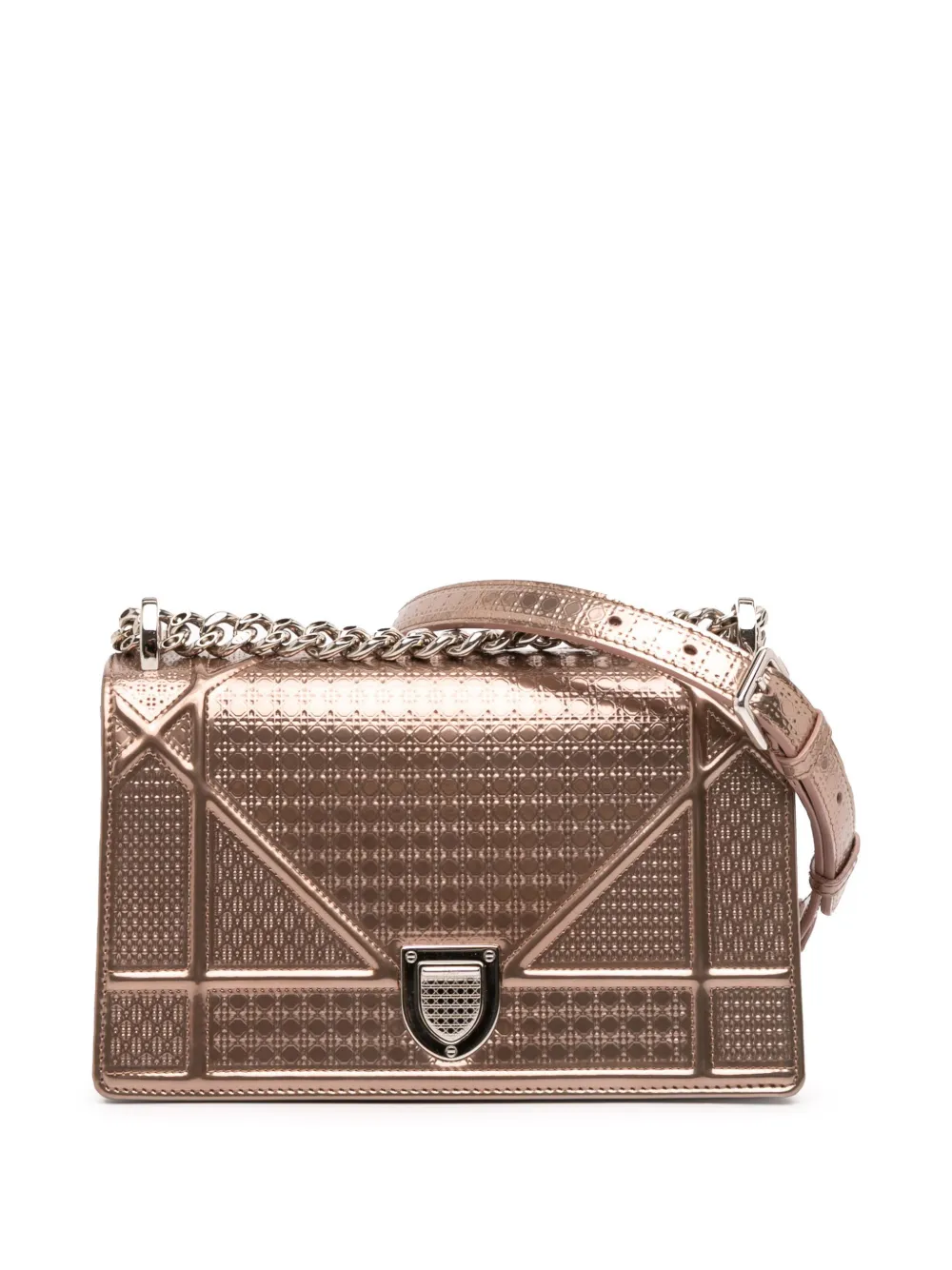 Christian Dior Pre-Owned 2017 Small Metallic Patent Microcannage Christian Dior Pre-Owned 2017 Small Metallic Patent Microcannage