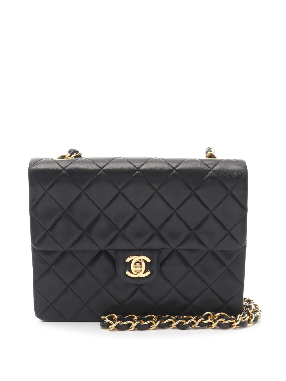 CHANEL Pre-Owned 2018 Small Square Quilted Lambskin Flap crossbody bag | Black | Image 1