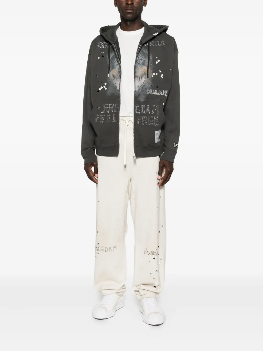 Maison MIHARA YASUHIRO Broek met grafische print - Beige