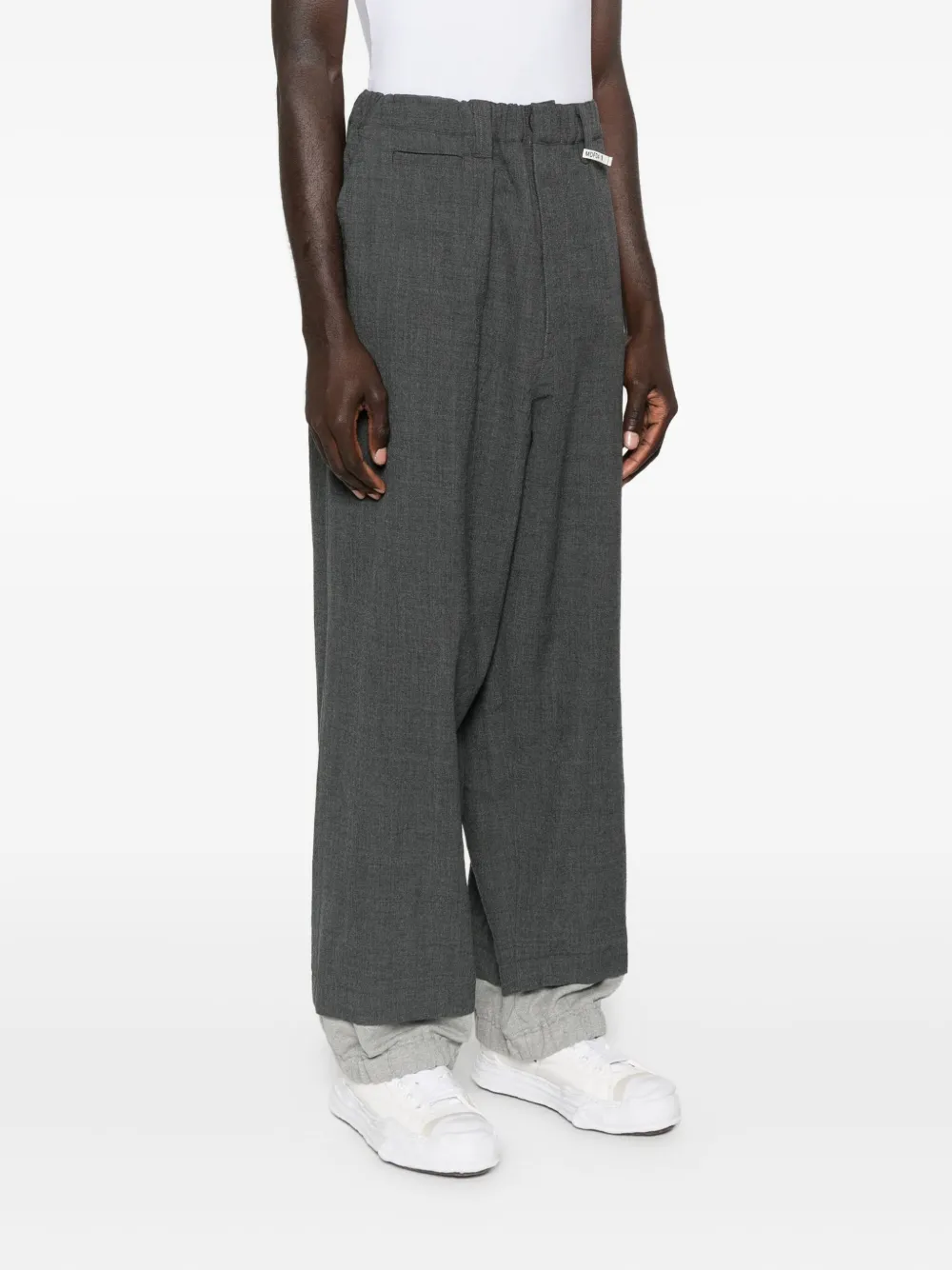 Miharayasuhiro Cuffed Panelled Trousers In Gray