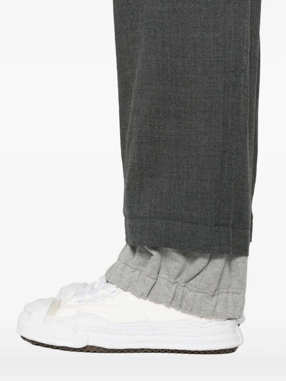 Miharayasuhiro Cuffed Panelled Trousers In Gray