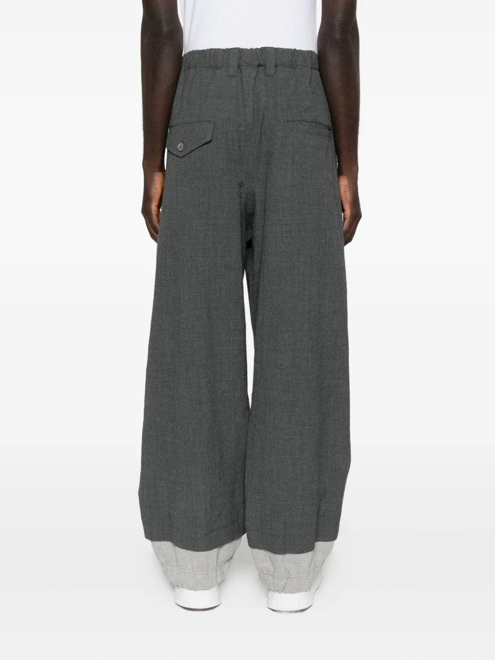 Miharayasuhiro Cuffed Panelled Trousers In Gray