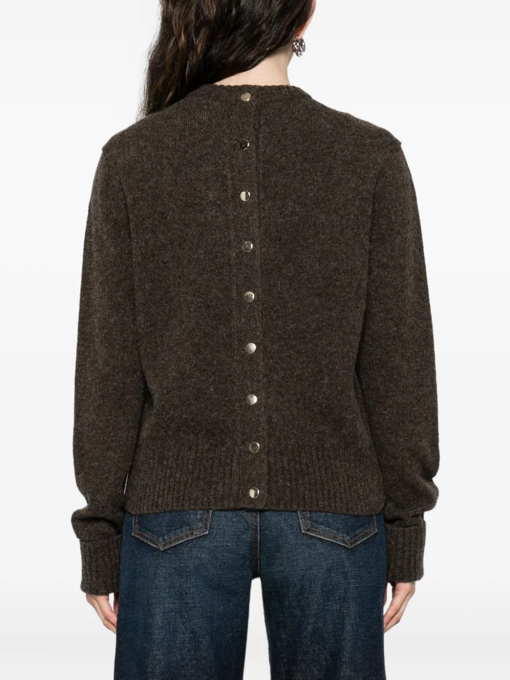 Carven Long-sleeved Knitted Cardigan In Brown