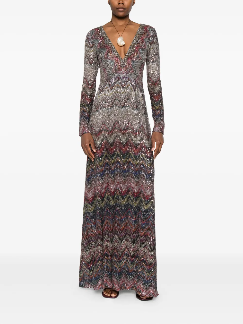 Missoni Midi-jurk met zigzag patroon - Beige