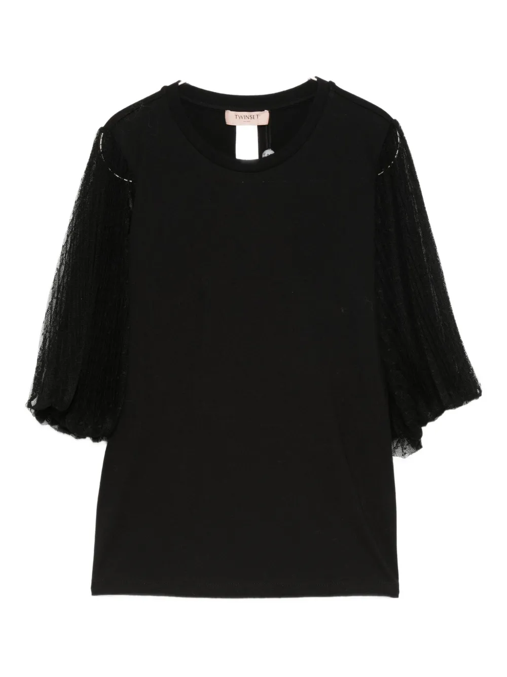 Twinset Mesh-sleeve Top In Black