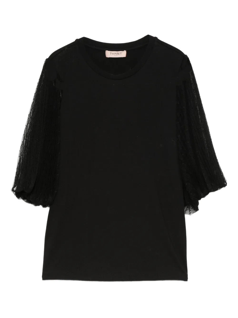 TWINSET mesh-sleeve top | Black | Image 1