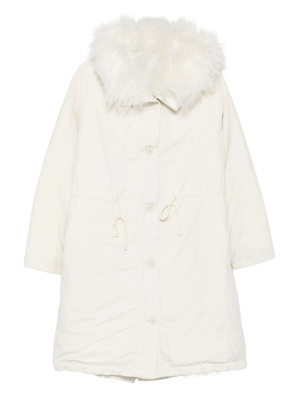 Yves Salomon fur-collar buttoned jacket | White | Image 1