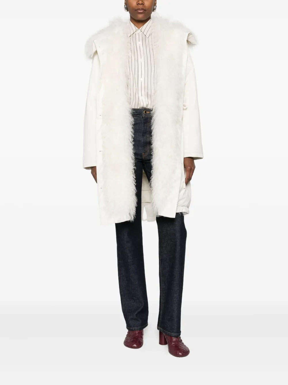Yves Salomon fur-collar buttoned jacket | Faux Fur & Shearling Jackets | Image 2