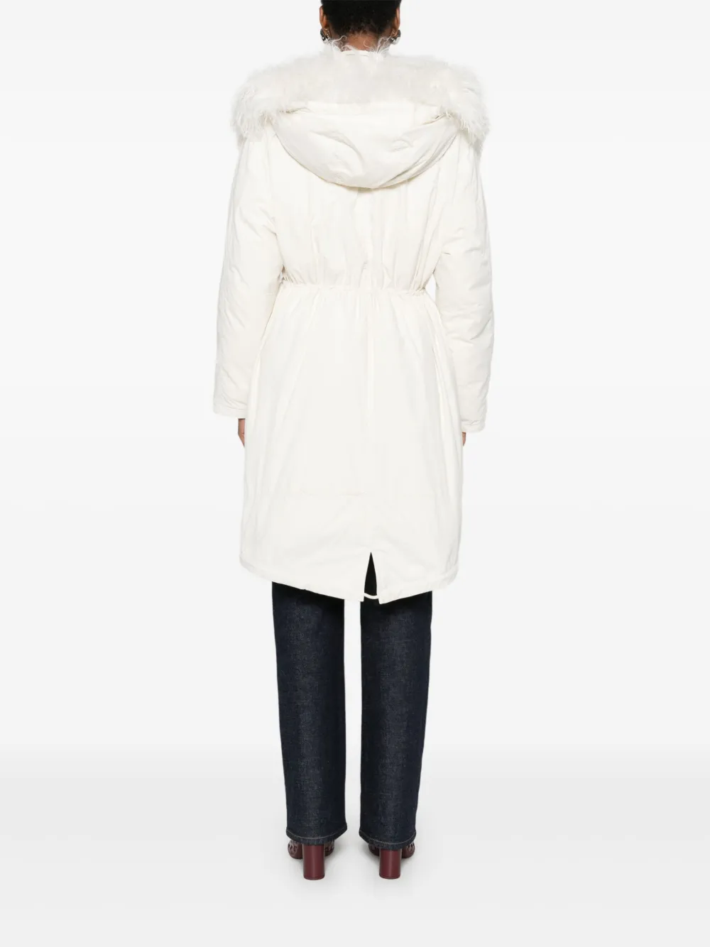 Yves Salomon Jack met bontkraag en knopen Wit