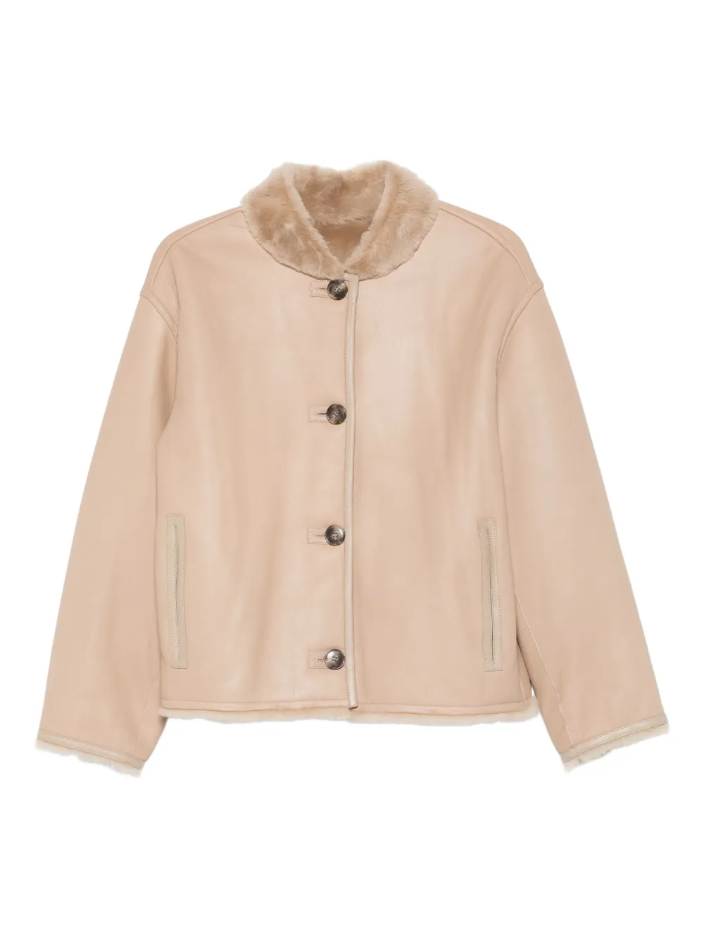 Yves Salomon fur-collar buttoned coat | Brown | Image 1