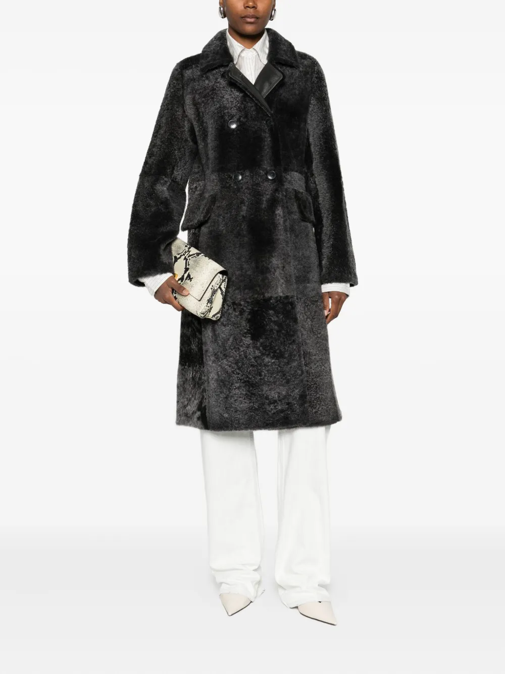 Yves Salomon sheepskin double-breasted pocketed coat | Double Breasted & Peacoats | Image 2