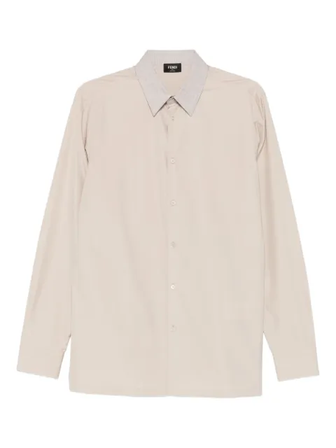 FENDI striped-collar cotton shirt
