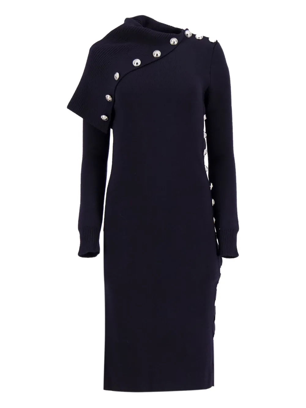 Rabanne button-embellished cowl-neck dress - ブルー Rabanne button-embellished cowl-neck dress - ブルー