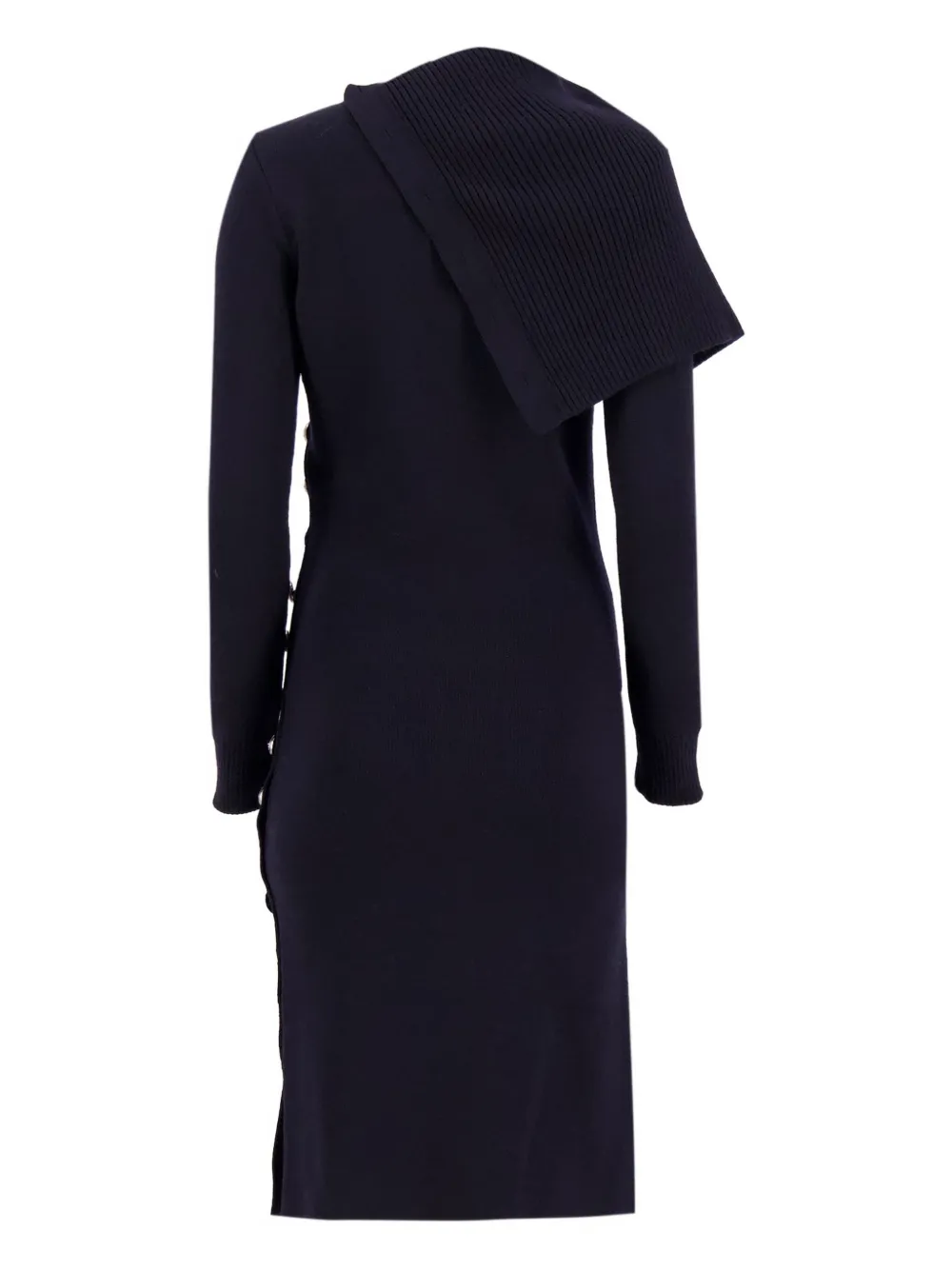 Rabanne Jurk verfraaid met knopen en col - Blauw