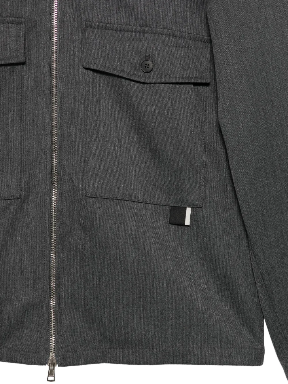 Low Brand Shirtjack met puntkraag en rits Grijs