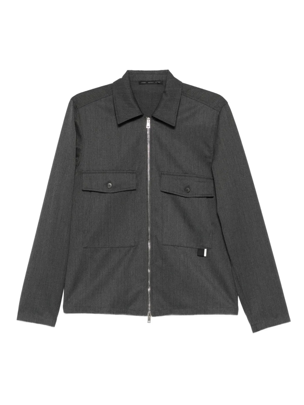 Low Brand sobrecamisa con cuello de pico | gris | Image 1