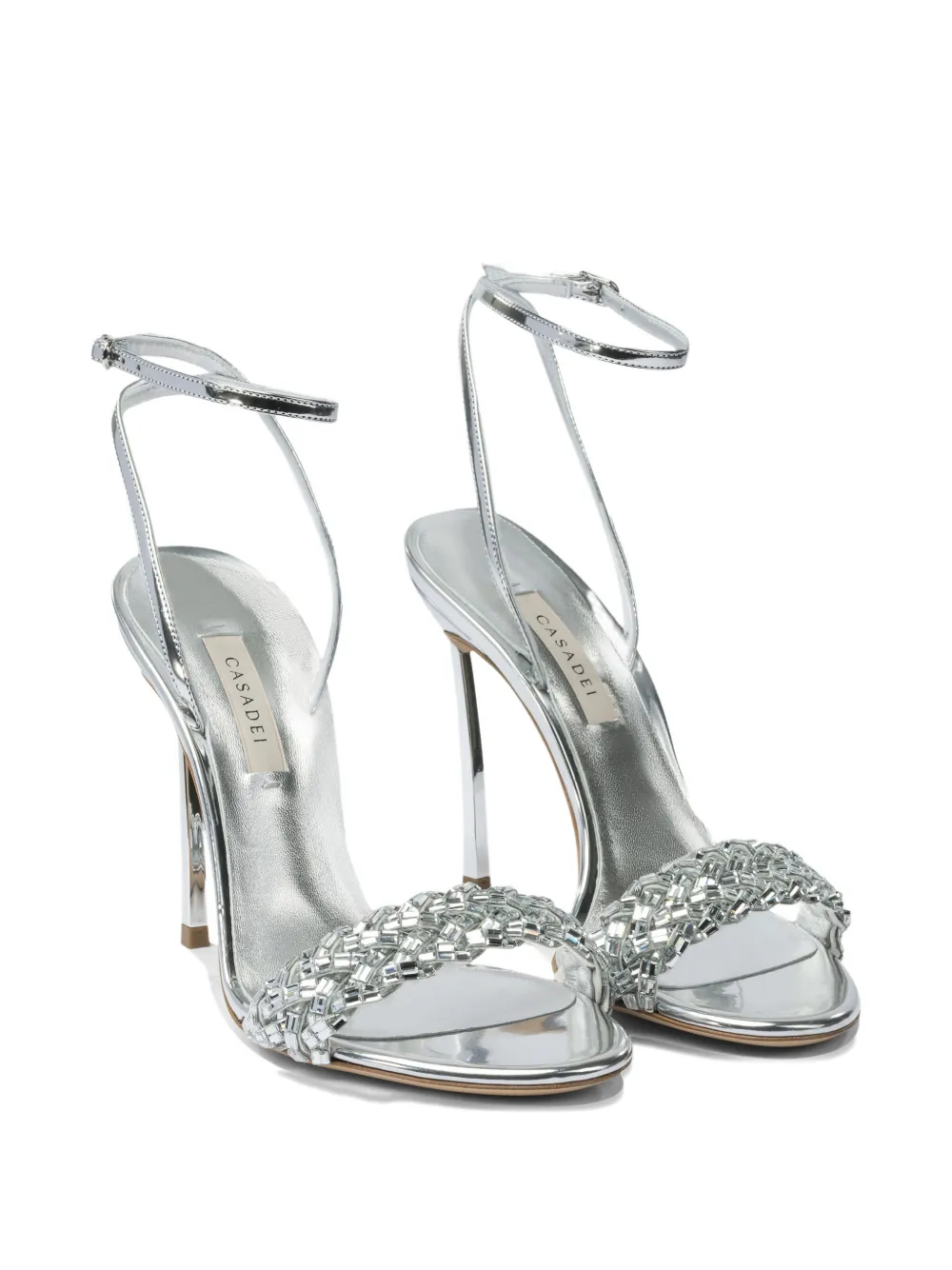 Casadei 100mm Interstellar Crystal-embellished Sandals In Silver