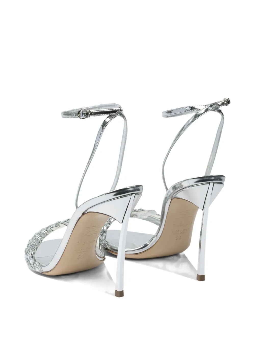 Casadei 100mm Interstellar Crystal-embellished Sandals In Silver