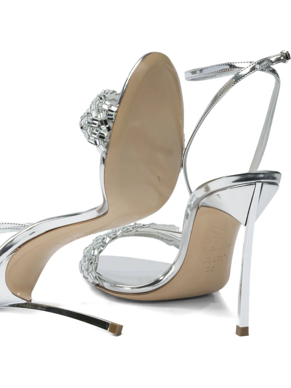 Casadei 100mm Interstellar Crystal-embellished Sandals In Silver
