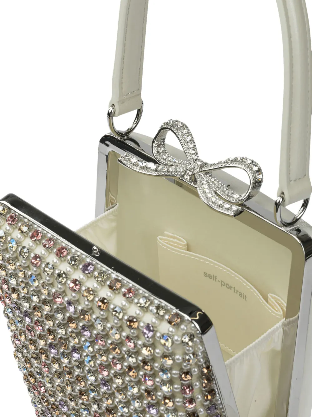 Self-Portrait Tas verfraaid met kristallen Zilver