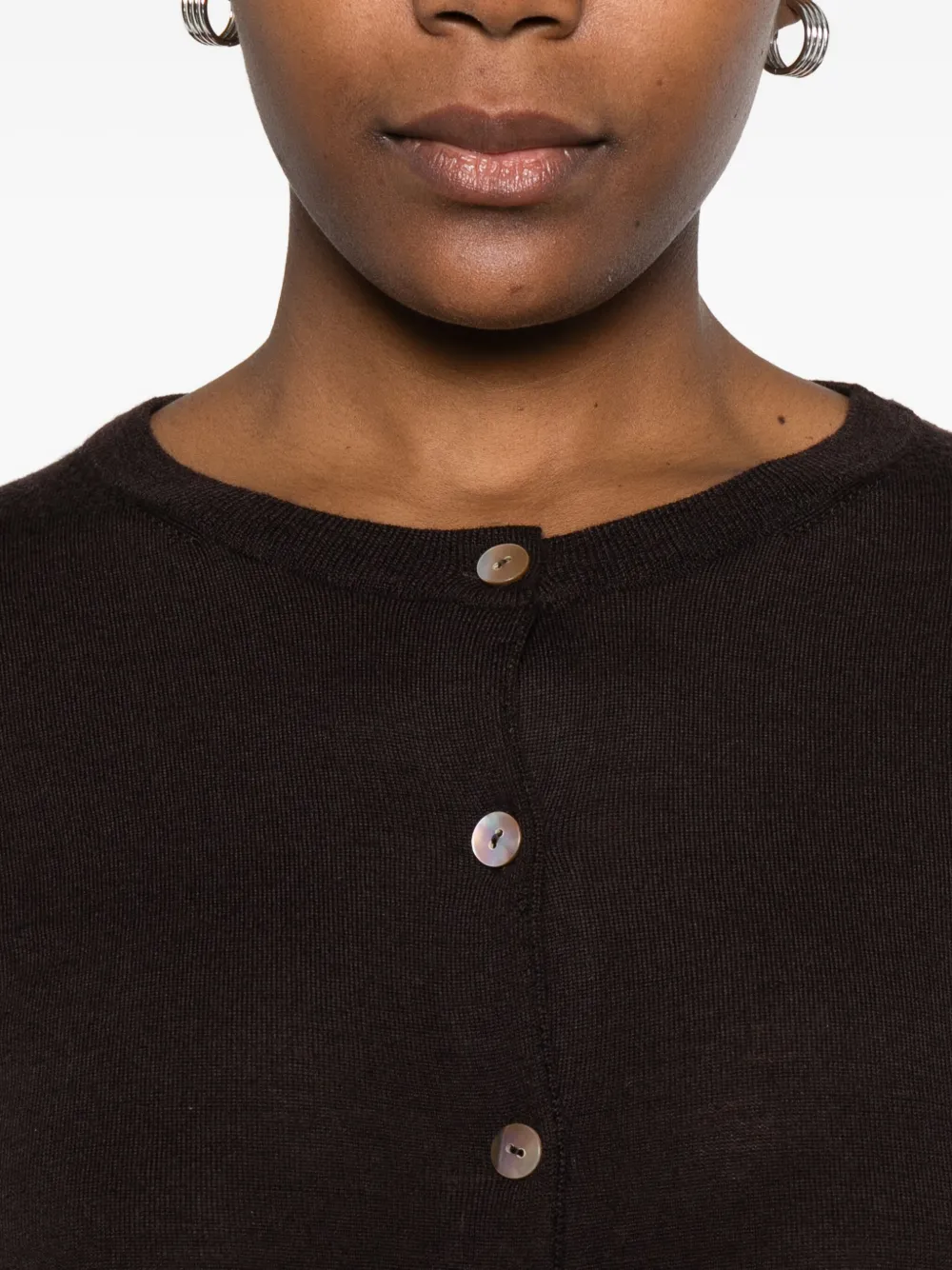 Aragona Fine-knit Cardigan In Brown