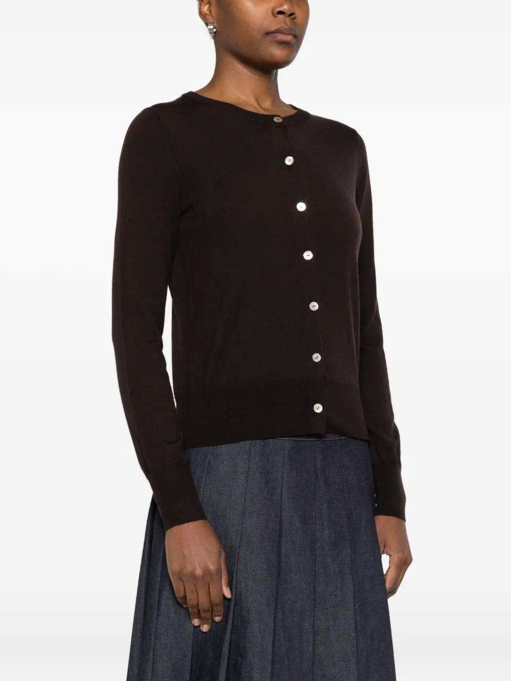 Aragona Fine-knit Cardigan In Brown