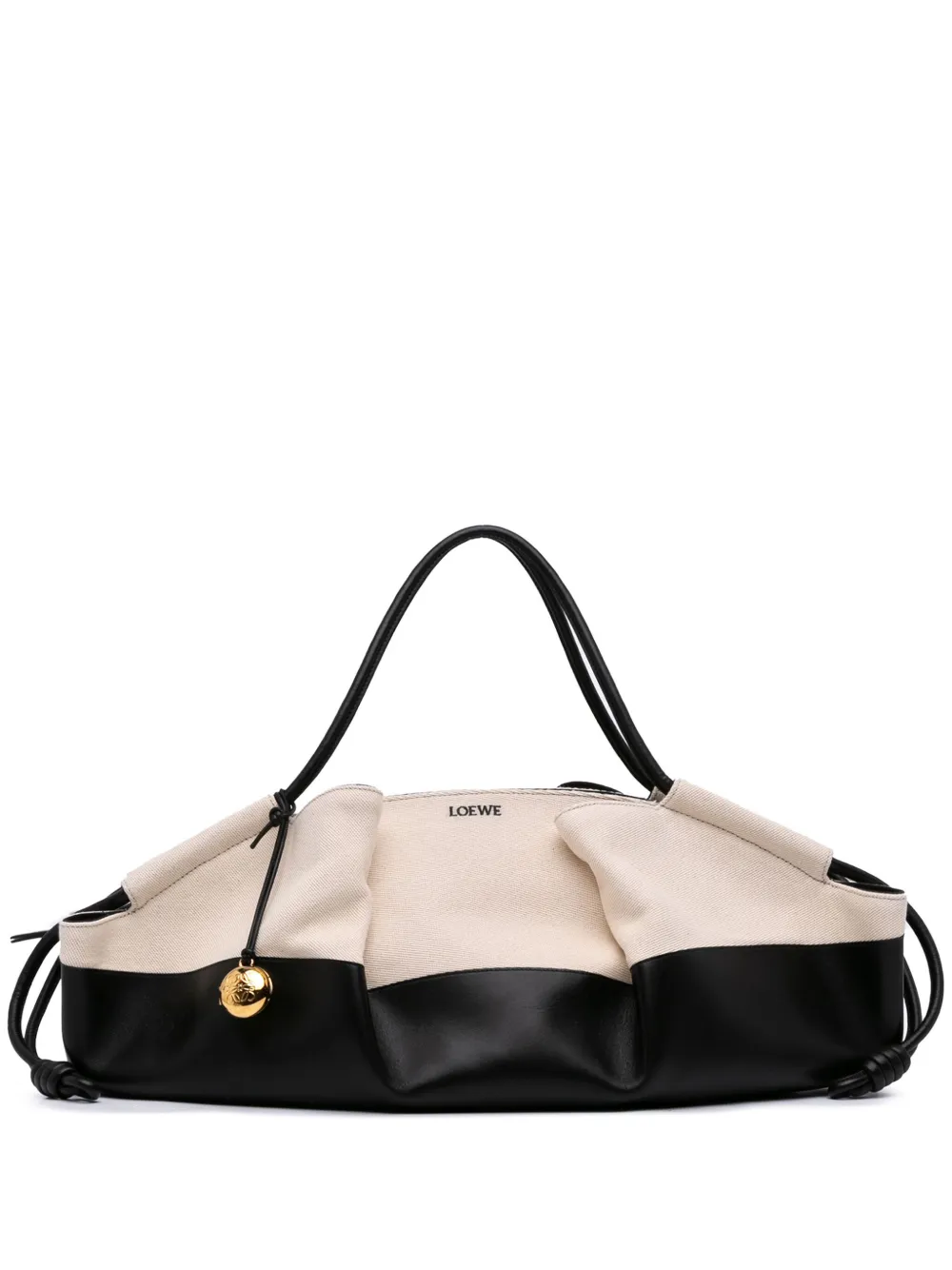 Loewe Pre-Owned 2010-2020 XL Shiny Calfskin and Canvas Paseo satchel | Brown | Image 1