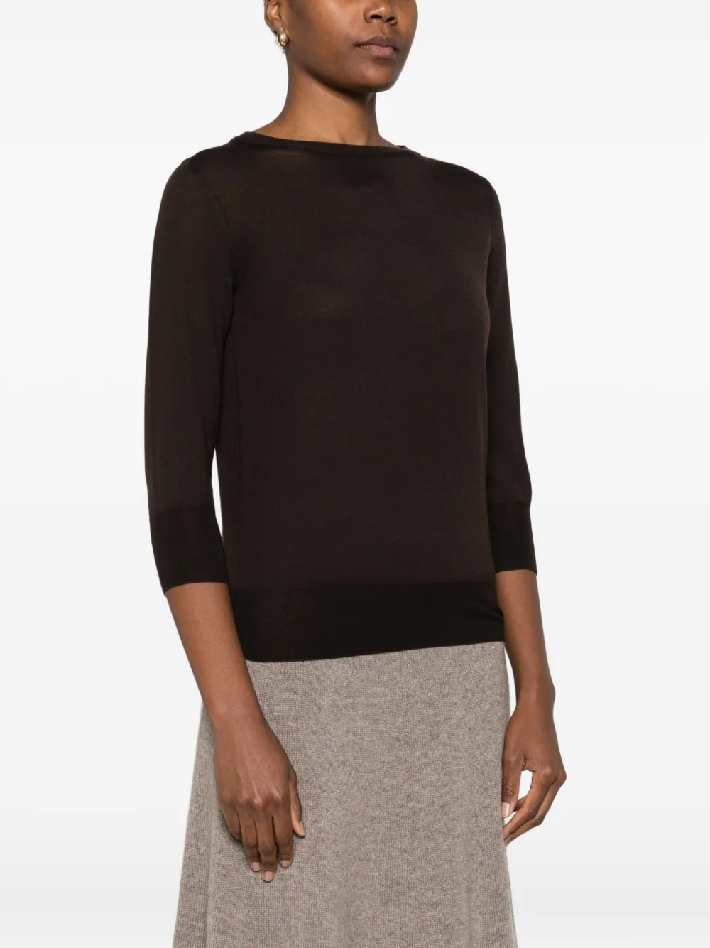 Aragona Fine-knit Jumper In Brown