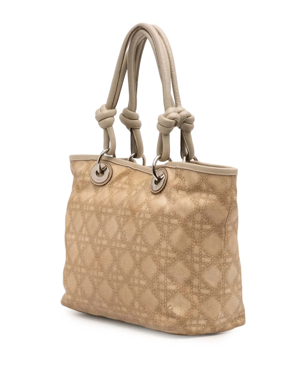 Pre-owned Dior 2008 Canvas Cannage Print Cherie Tote Bag In Brown