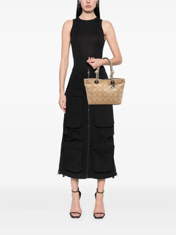 Christian Dior Pre-Owned 2008 Canvas Cannage Print Cherie Tote Bag Brown  FARFETCH