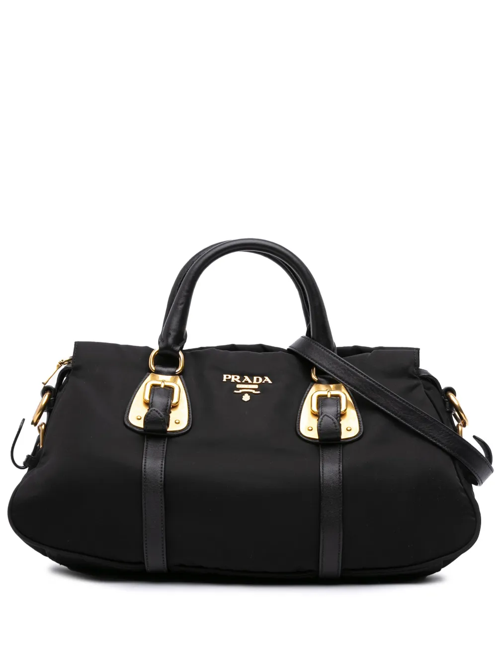 Prada Pre-Owned 2013-2025 Soft Calf Trimmed Tessuto satchel - ブラック Prada Pre-Owned 2013-2025 Soft Calf Trimmed Tessuto satchel - ブラック