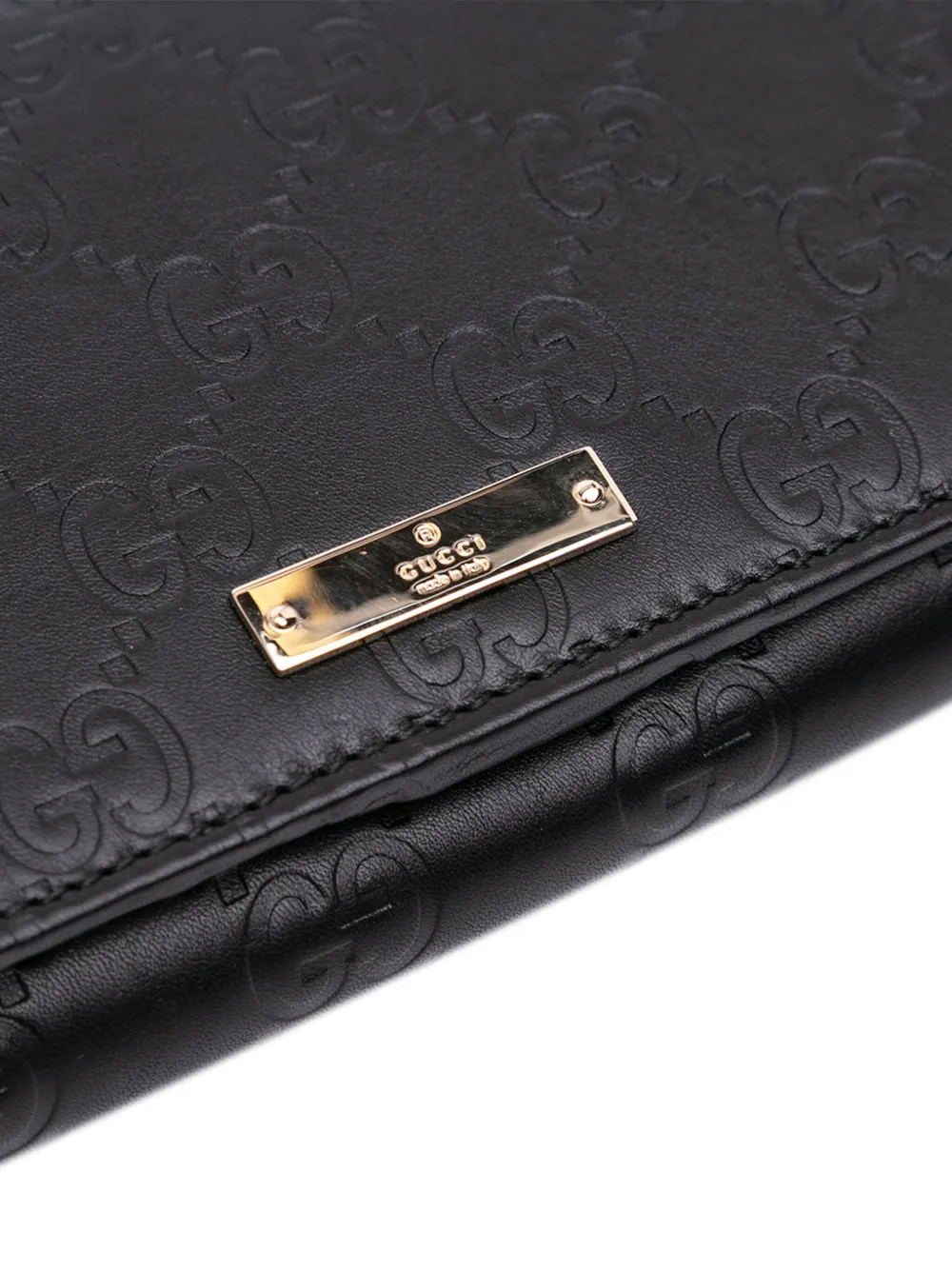 Pre-owned Gucci 2000-2015 Ssima Wallet On Chain Shoulder Bag In Black