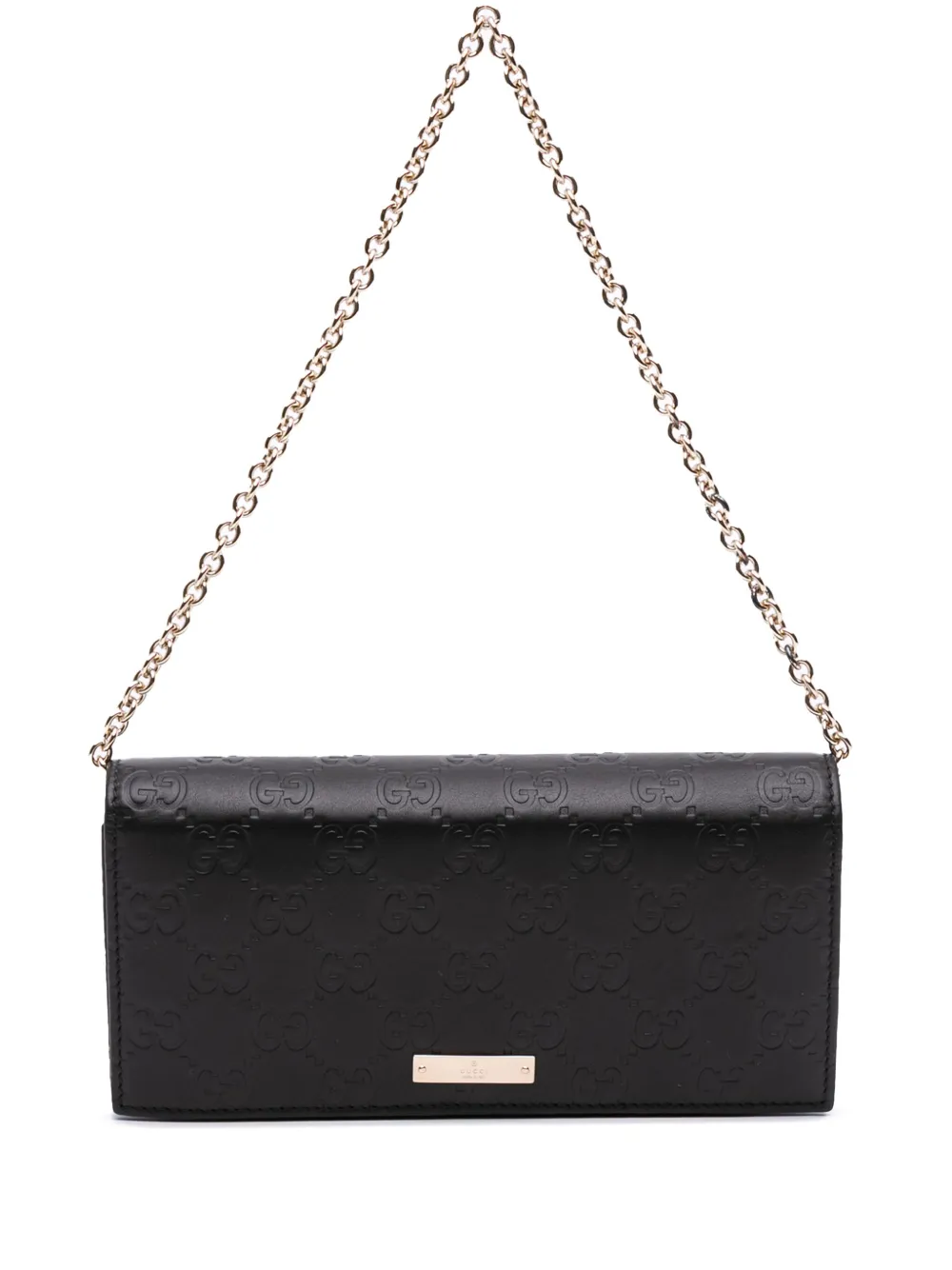 Pre-owned Gucci 2000-2015 Ssima Wallet On Chain Shoulder Bag In Black